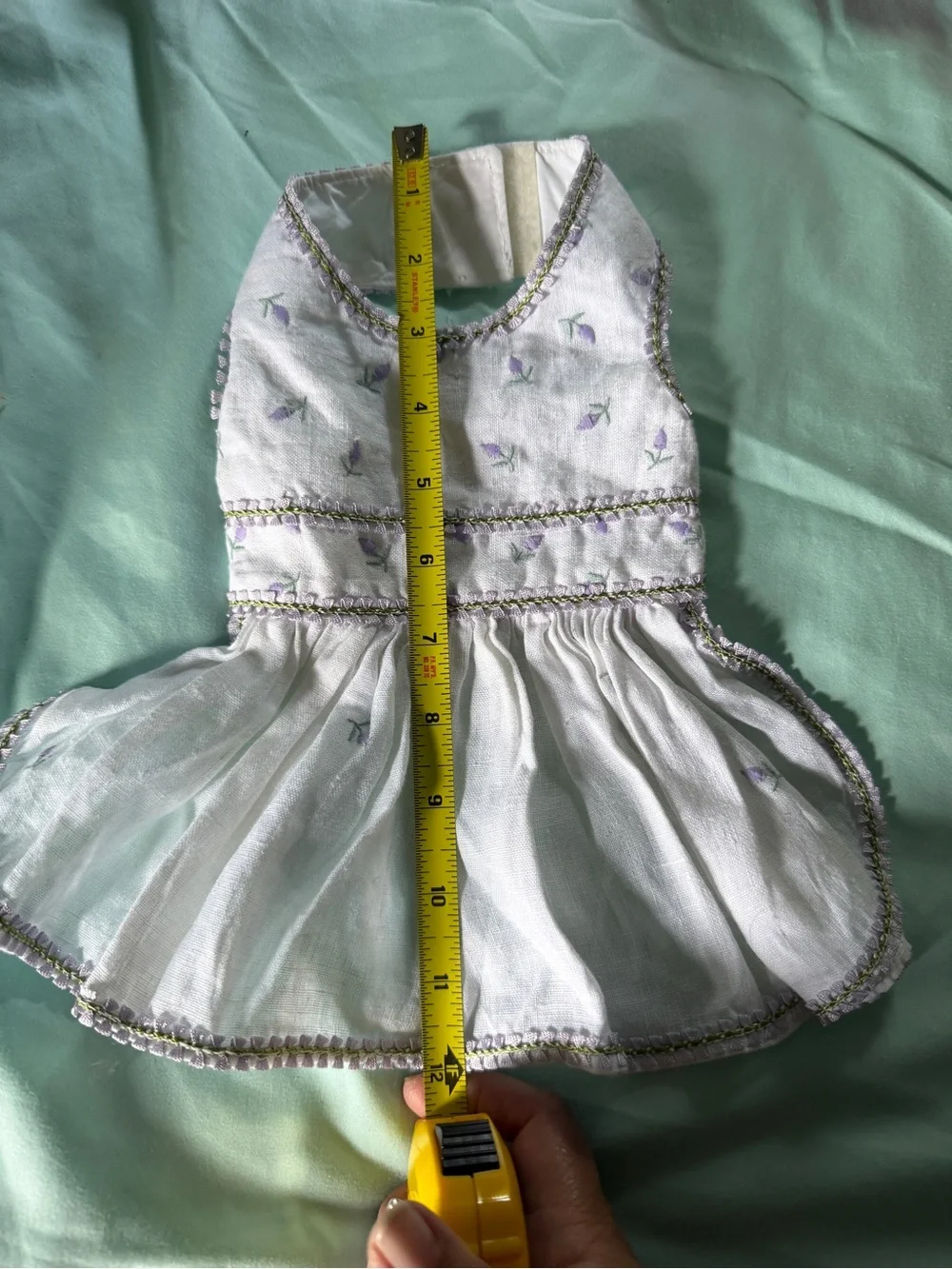 White & Lavender Floral Dog Dress - dog /cat Couture dress NWOT